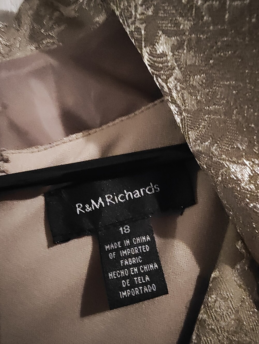 R&M Richards Gold Metallic Brocade Dress & Jacket - Picture 5 of 5